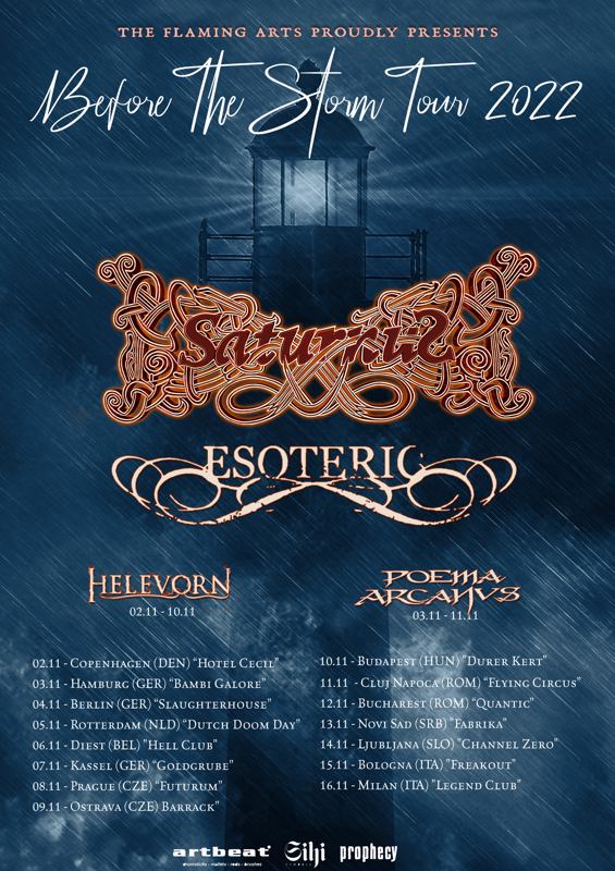 European Tour November 2022 with Saturnus, Helevorn and Poema Arcanvs Starting this week!  Please see ticket links below